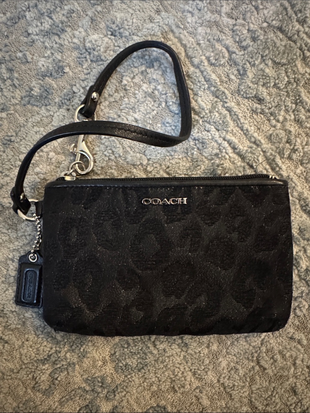 Coach Black Signature Jacquard Wristlet